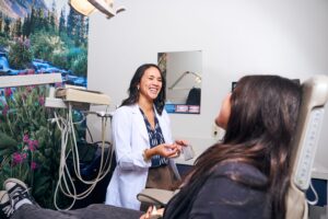 Patient feeling comfortable during a gentle dental visit at Eden Lakes Dental in Eden Prairie, Minnesota.