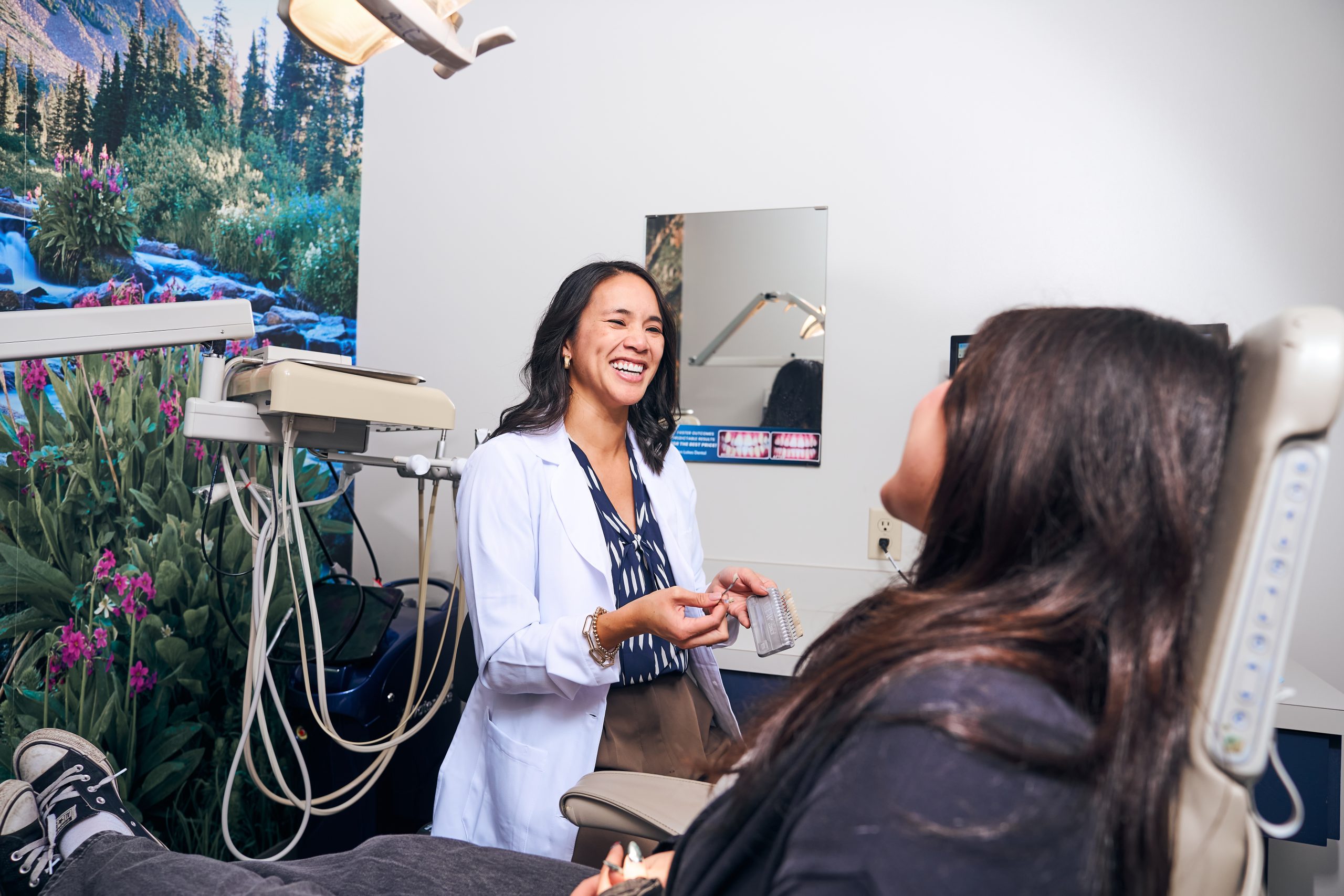 Patient feeling comfortable during a gentle dental visit at Eden Lakes Dental in Eden Prairie, Minnesota.